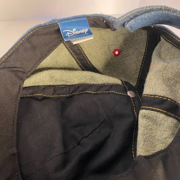 Disney World Mickey Mouse Blue Denim Adjustable Baseball Cap Hat Retro - Picture 7 of 7